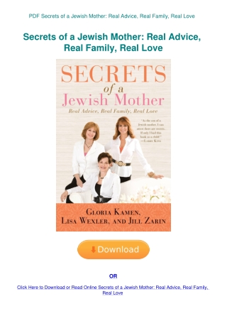PDF Secrets of a Jewish Mother Real Advice  Real Family  Real Love
