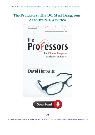 PDF Books The Professors The 101 Most Dangerous Academics in America