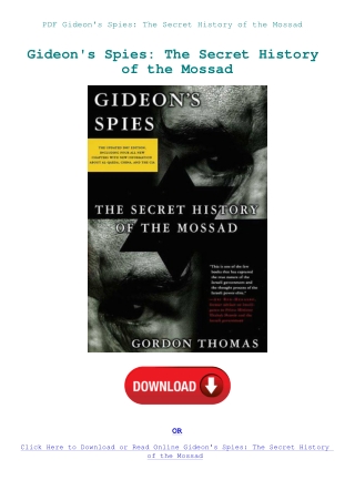 PDF Gideon's Spies The Secret History of the Mossad