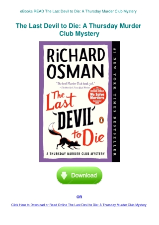 eBooks READ The Last Devil to Die A Thursday Murder Club Mystery
