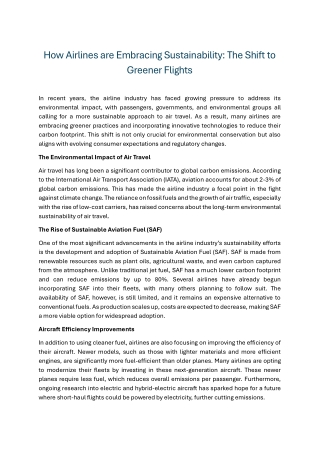 How Airlines are Embracing Sustainability The Shift to Greener Flights