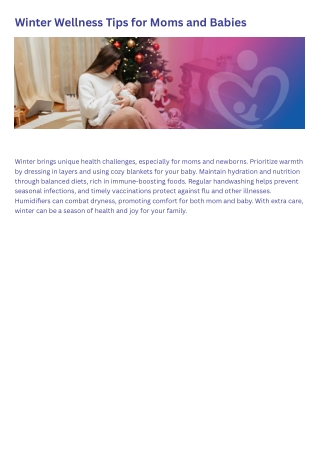Winter Wellness Tips for Moms and Babies