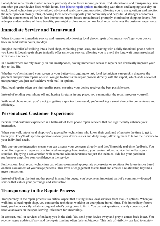 Why Local Phone Repair Beats Mail-In Services