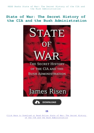 READ Books State of War The Secret History of the CIA and the Bush Administration