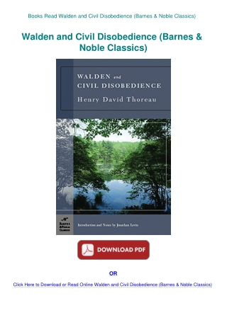 Books Read Walden and Civil Disobedience (Barnes & Noble Classics)