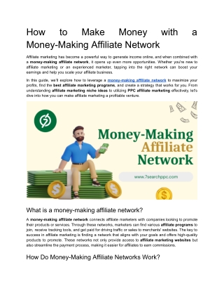 How to Make Money with a Money-Making Affiliate Network