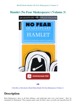 READ Books Hamlet (No Fear Shakespeare) (Volume 3)
