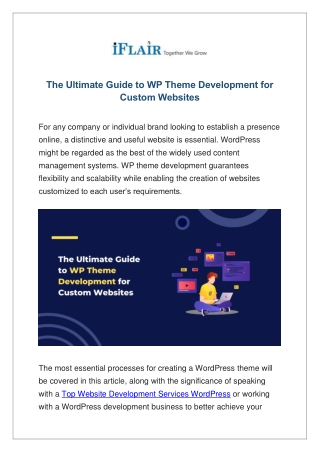 The Ultimate Guide to WP Theme Development for Custom Websites