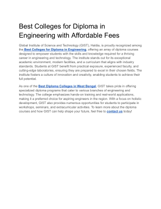 Best Colleges for Diploma in Engineering with Affordable Fees