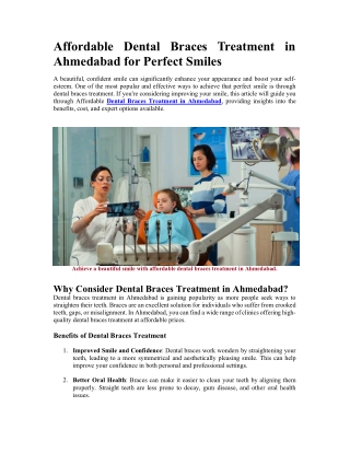 Affordable Dental Braces Treatment in Ahmedabad for Perfect Smiles