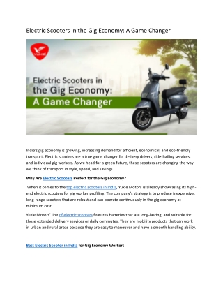 Electric Scooters in the Gig Economy: A Game Changer
