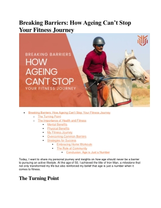 Breaking Barriers How Ageing Can’t Stop Your Fitness Journey