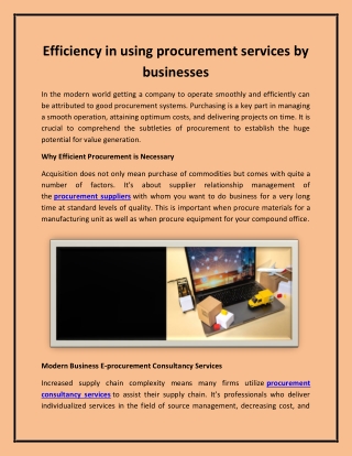Efficiency in using procurement services by businesses