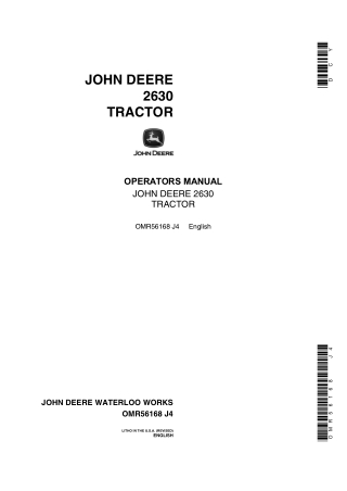 John Deere 2630 Tractor Operator’s Manual Instant Download (Publication No.OMR56168)