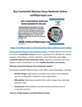 Buy Counterfeit Mexican Pesos Banknote Online - cashfliperzspot