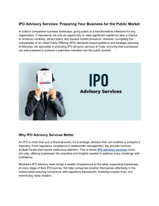 IPO Advisory Service