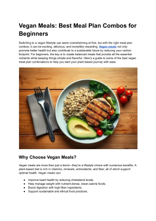 Best Vegan Meals and Meal Plan Combos for Beginners | Plant Power