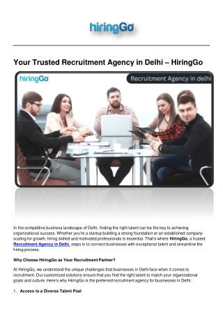 Your Trusted Recruitment Agency in Delhi - HiringGo