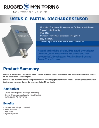 UHF PD Sensors - For Cables and Switchgears - USENS-C