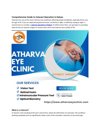 Cataract Operation in Kalyan | Your Vision, Our Priority