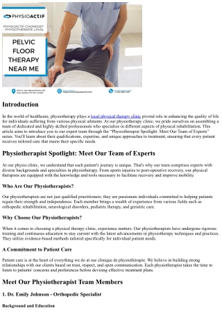 “Physiotherapist Spotlight: Meet Our Team of Experts”