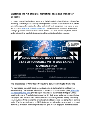 Mastering the Art of Digital Marketing: Tools and Trends for Success