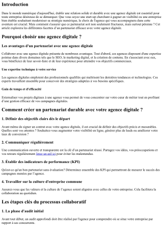 Comment créer un partenariat durable avec votre agence digitale ?