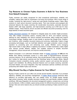 Top Reasons to Choose Fujitsu Scanners in Bulk for Your Business at Wholesale Prices (2)