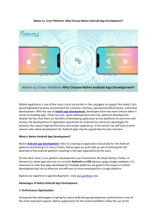 Native vs. Cross-Platform Why Choose Native Android App Development