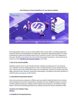 Top 10 Reasons to Choose WordPress for Your Business Website in 2025