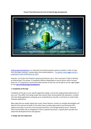 Factors That Determine the Cost of Android App Development