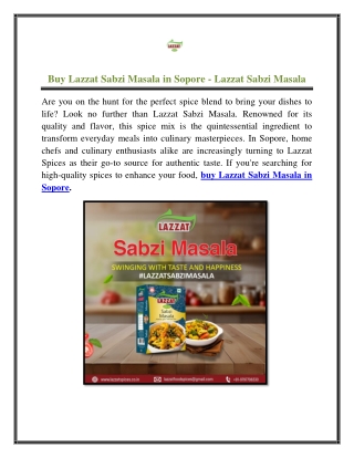 Buy Lazzat Sabzi Masala in Sopore - Lazzat Sabzi Masala
