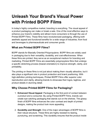 Unleash Your Brand's Visual Power with Printed BOPP Films