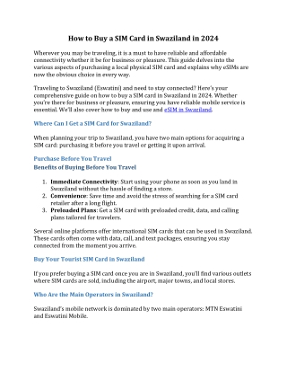 How to Buy a SIM Card in Swaziland in 2024