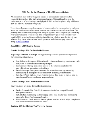 SIM Cards for Europe – The Ultimate Guide