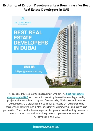 Exploring Al Zarooni Developments A Benchmark for Best Real Estate Developers in UAE