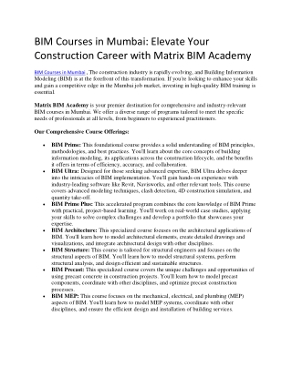 BIM Courses in Mumbai