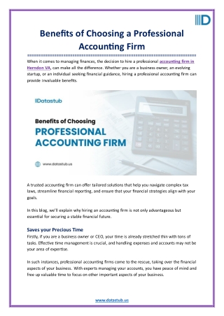 Benefits of Choosing a Professional Accounting Firm