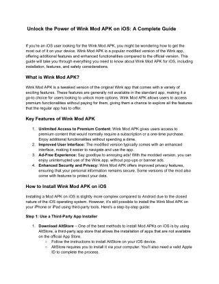 Wink mod apk for iOS