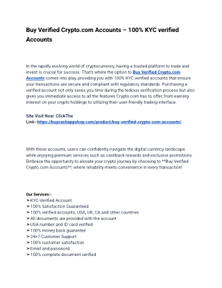 Trusted 5 Best Platforms To Buy Verified Crypto.com Accounts