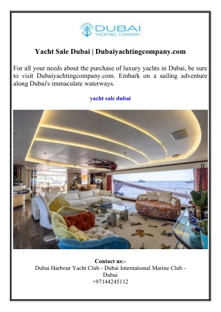 Yacht Sale Dubai  Dubaiyachtingcompany.com