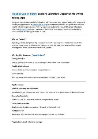 Playboy Job in Surat