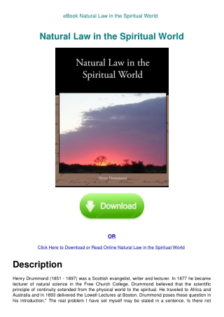 eBook Natural Law in the Spiritual World