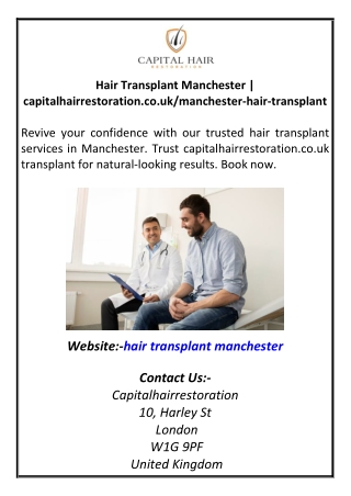 Hair Transplant Manchester | capitalhairrestoration.co.uk/manchester-hair-transp