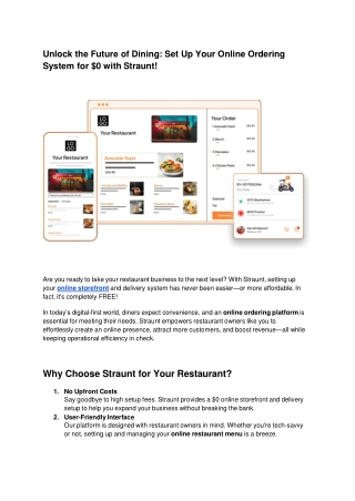 Unlock the Future of Dining_ Set Up Your Online Ordering System for 0 with Straunt!