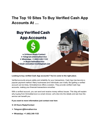 The Top 10 Sites To Buy Verified Cash App Accounts At