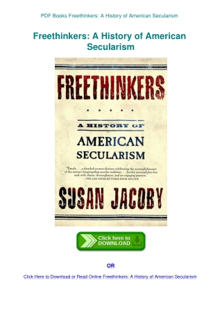 PDF Books Freethinkers A History of American Secularism