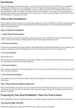 Everything You Need to Know About Roof Installation: A Comprehensive Guide