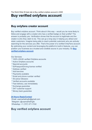 55 best site to Buy verified onlyfans account in 2025