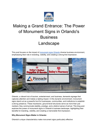 Making a Grand Entrance: The Power of Monument Signs in Orlando's Business  Land